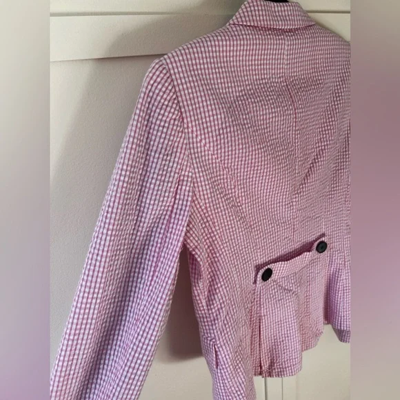 Jack Wills Women’s Pink Searsucker‎ Gingham Blazer Size 8